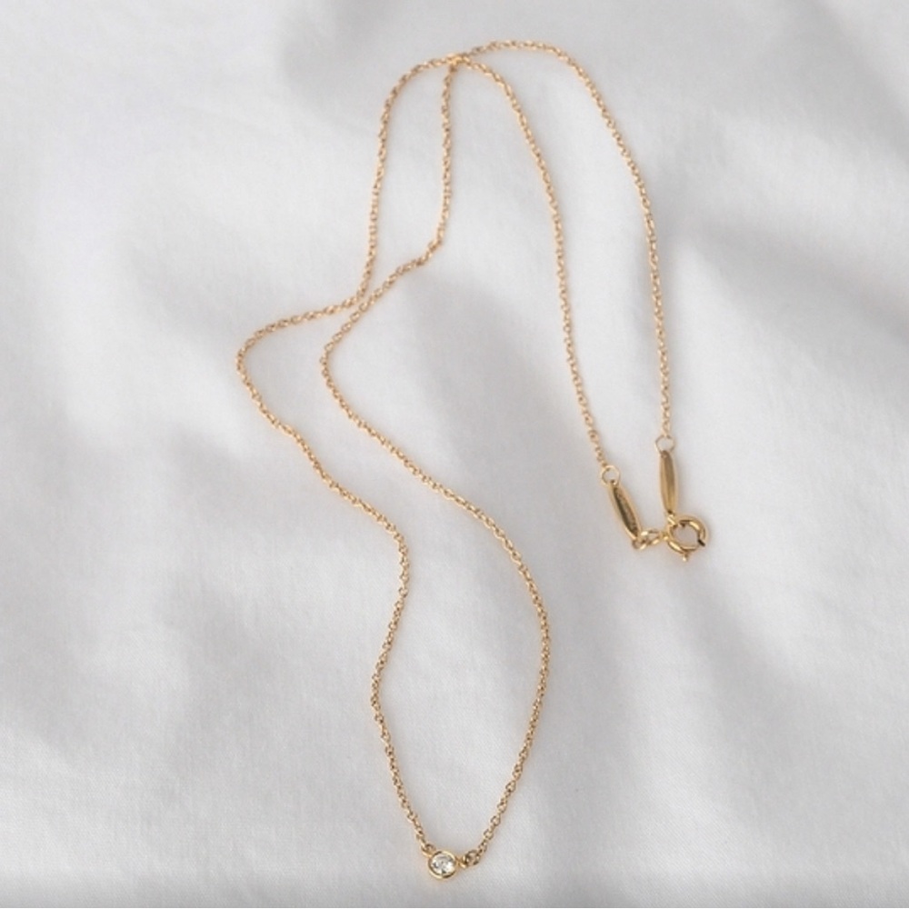 Tiffany & Co. Diamonds by the Yard Single Diamond Pendant .05ct 18K Gold - Picture 7 of 11